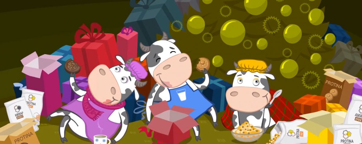 Krówki- animacja świąteczna, animowana e-kartka